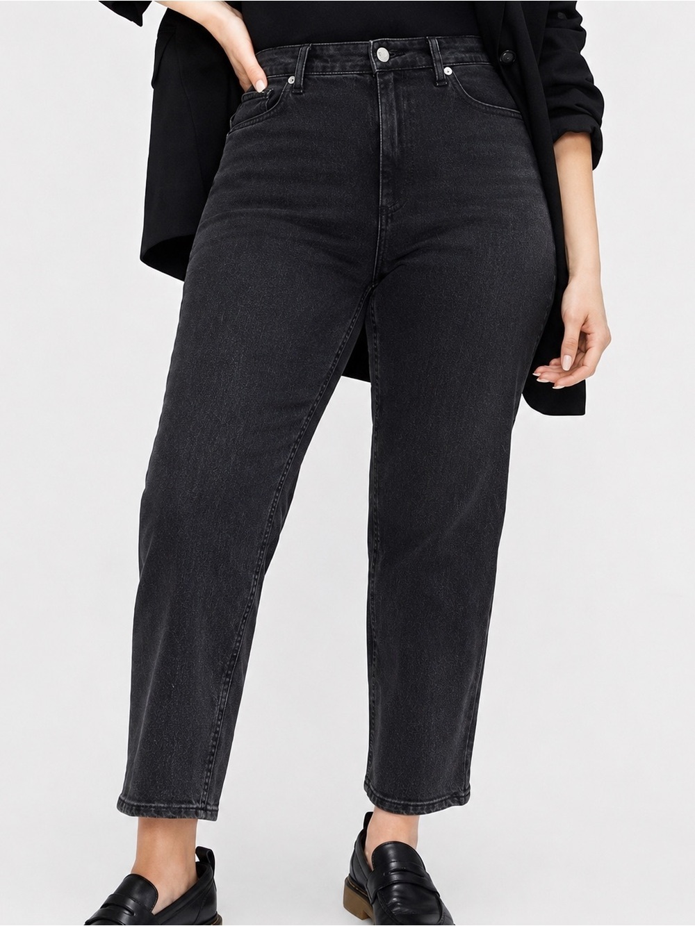 Everlane curvy way-high black jeans, size 29